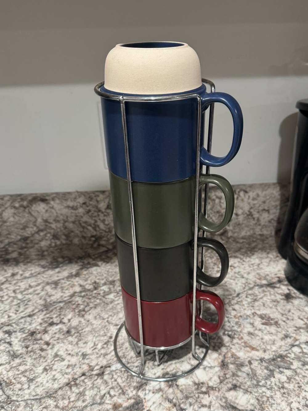 Over & Back Stackable Ceramic Mug Set with Metal Stand - 5pc - Picture 2 of 9